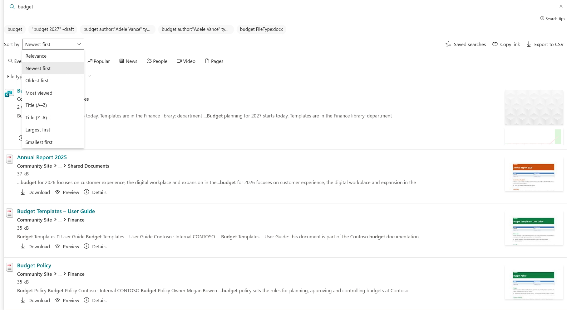 Vitextra Smart Search. Sorting